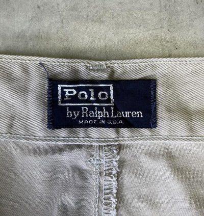 画像2: 90'S RALPH LAUREN "ボックスロゴ" ツープリーツ チノパンツ ベージュ USA製 (VINTAGE)