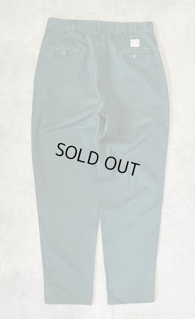 画像3: 90'S RALPH LAUREN "ボックスロゴ" ツープリーツ チノパンツ ダークグリーン USA製 (VINTAGE)