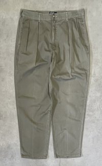 90'S RALPH LAUREN "ボックスロゴ" ツープリーツ チノパンツ カーキ USA製 (VINTAGE)