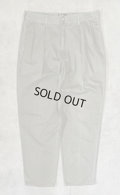 画像1: 90'S RALPH LAUREN "ボックスロゴ" ツープリーツ チノパンツ カーキ USA製 (VINTAGE)