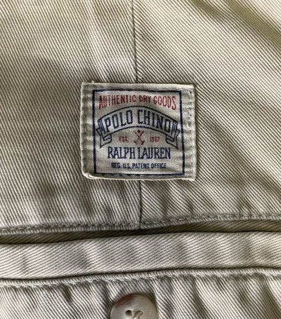 画像4: 90'S RALPH LAUREN "ボックスロゴ" ツープリーツ チノパンツ ベージュ USA製 (VINTAGE)