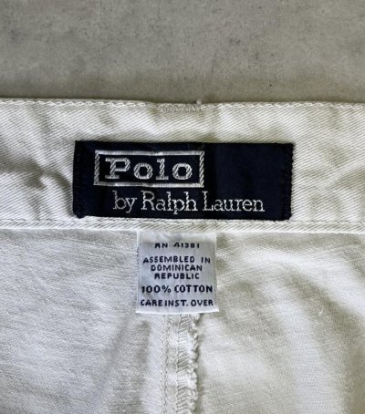 画像2: 90'S RALPH LAUREN "ボックスロゴ" ツープリーツ チノパンツ オフホワイト (VINTAGE)