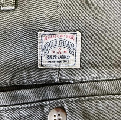 画像4: 90'S RALPH LAUREN "ボックスロゴ" ツープリーツ チノパンツ カーキ USA製 (VINTAGE)