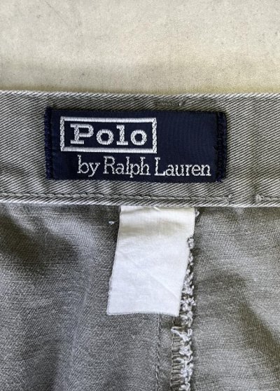 画像2: 90'S RALPH LAUREN "ボックスロゴ" ツープリーツ チノパンツ カーキ (VINTAGE)
