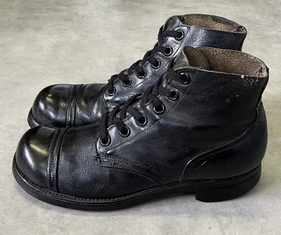 画像2: 60'S アメリカ軍 US ARMY キャップトゥ レザー コンバットブーツ ブラック (VINTAGE)