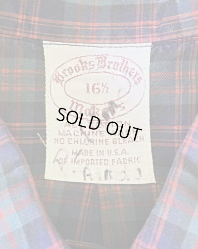 画像2: 80'S BROOKS BROTHERS "MAKERS" 6ボタン ポプリン 半袖 BDシャツ チェック柄 USA製 (VINTAGE)