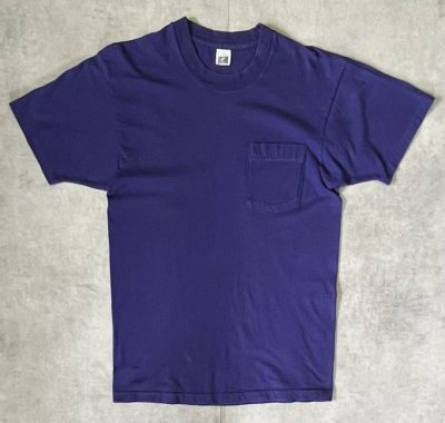 画像1: 90'S FRUIT OF THE LOOM シングルステッチ 耳付きポケット 半袖 Tシャツ ネイビー USA製 (VINTAGE)