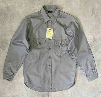 画像1: 50'S BIG SMITH コットン100% マチ付き 長袖 ワークシャツ グレー USA製 (DEADSTOCK)