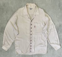 60'S GAUCHO ORIGINAL 三角タグ レーヨン 長袖 オープンカラーシャツ ベージュ (VINTAGE)