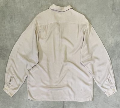 画像4: 60'S GAUCHO ORIGINAL 三角タグ レーヨン 長袖 オープンカラーシャツ ベージュ (VINTAGE)