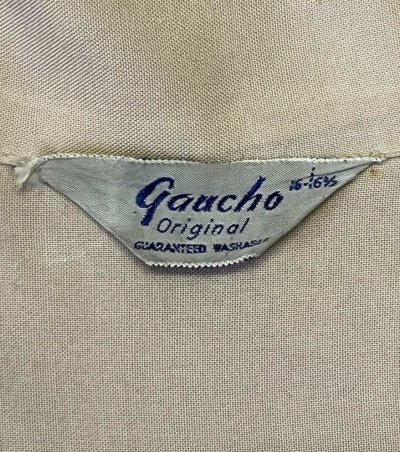 画像2: 60'S GAUCHO ORIGINAL 三角タグ レーヨン 長袖 オープンカラーシャツ ベージュ (VINTAGE)