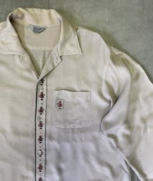 他の写真2: 60'S GAUCHO ORIGINAL 三角タグ レーヨン 長袖 オープンカラーシャツ ベージュ (VINTAGE)