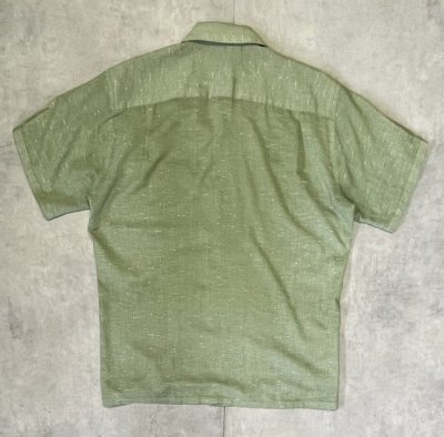 画像3: 60'S MR. CALIFORNIA 三角タグ 半袖 オープンカラーシャツ グリーン/ネップ (VINTAGE)