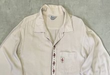他の写真1: 60'S GAUCHO ORIGINAL 三角タグ レーヨン 長袖 オープンカラーシャツ ベージュ (VINTAGE)