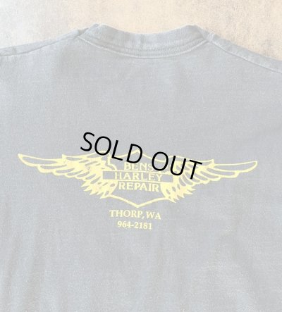 画像1: 90'S BENS HARLEY REPAIR シングルステッチ 半袖 Tシャツ ブラック USA製 (VINTAGE)