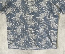 他の写真3: 90'S RALPH LAUREN リネン/コットン 半袖 オープンカラーシャツ インディゴ/鯉柄 (VINTAGE)