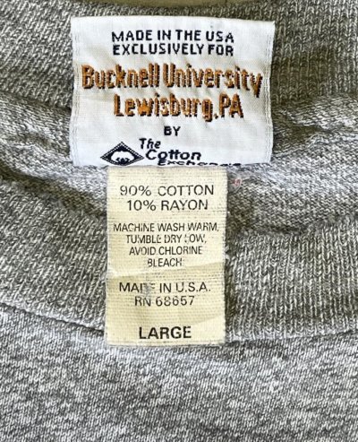 画像5: 90'S THE COTTON EXCHANGE "BUCKNELL" シングルステッチ 両面プリント 半袖 Tシャツ ヘザーグレー USA製 (VINTAGE)