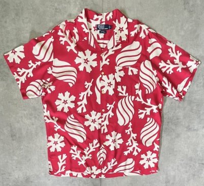 画像1: 90'S RALPH LAUREN "ADAMS" ビスコース 半袖 オープンカラーシャツ 総柄 (VINTAGE)