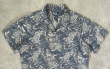他の写真1: 90'S RALPH LAUREN リネン/コットン 半袖 オープンカラーシャツ インディゴ/鯉柄 (VINTAGE)