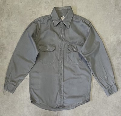 画像1: 60'S UNKNOWN コットン100% 長袖 ワークシャツ グレー (VINTAGE)