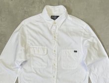 他の写真1: 90'S RALPH LAUREN 片側フラップ付きポケット 猫目ボタン ワークシャツ ホワイト (VINTAGE)