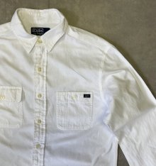 他の写真2: 90'S RALPH LAUREN 片側フラップ付きポケット 猫目ボタン ワークシャツ ホワイト (VINTAGE)