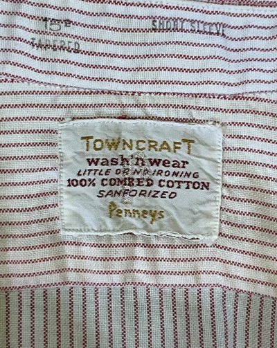 画像2: 60'S TOWNCRAFT コットン100% マチ付き 半袖 タブカラーシャツ ストライプ (VINTAGE)