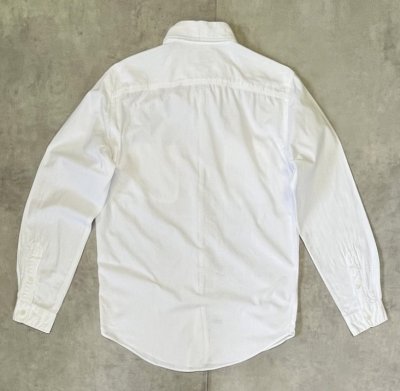 画像4: 90'S RALPH LAUREN 片側フラップ付きポケット 猫目ボタン ワークシャツ ホワイト (VINTAGE)