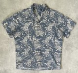 90'S RALPH LAUREN リネン/コットン 半袖 オープンカラーシャツ インディゴ/鯉柄 (VINTAGE)