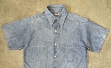 他の写真1: 60'S UNKNOWN コットン100% 半袖 耳付きシャンブレーシャツ ブルー (VINTAGE)