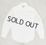 90'S RALPH LAUREN 片側フラップ付きポケット 猫目ボタン ワークシャツ ホワイト (VINTAGE)