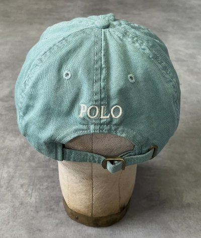 画像4: 90'S RALPH LAUREN ロゴ刺繍 ベースボールキャップ ライトグリーン USA製 (VINTAGE)