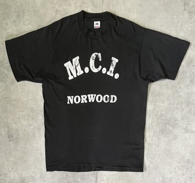 画像1: 90'S M.C.I. NORWOOD シングルステッチ 両面プリント 半袖 Tシャツ ブラック USA製 (VINTAGE)