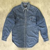 90'S RALPH LAUREN スマイルポケット デニム 長袖 ウエスタンシャツ インディゴ (VINTAGE)