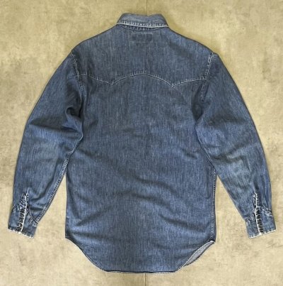画像3: 90'S RALPH LAUREN スマイルポケット デニム 長袖 ウエスタンシャツ インディゴ (VINTAGE)