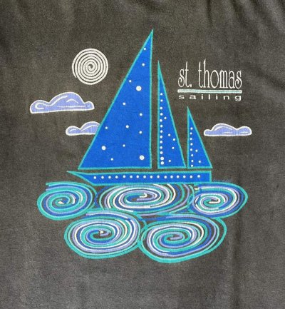 画像3: 90'S ST. THOMAS SAILLING シングルステッチ 半袖 Tシャツ ブラック USA製 (VINTAGE)
