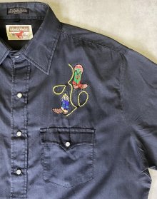 他の写真2: YOUNGBLOODS ウエスタンブーツ刺繍入り 半袖 ウエスタンシャツ ブラック (VINTAGE)