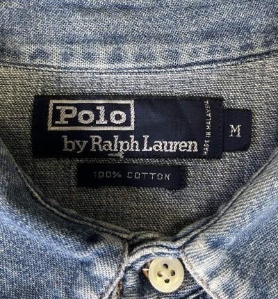 画像2: 90'S RALPH LAUREN スマイルポケット デニム 長袖 ウエスタンシャツ インディゴ (VINTAGE)