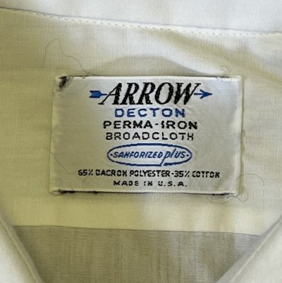 画像2: 60'S ARROW "DECTON" 長袖 ポプリンシャツ ホワイト USA製 (VINTAGE)