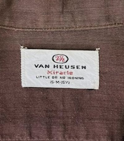 画像2: 60'S VAN HEUSEN コットン/レーヨン 長袖 オープンカラーシャツ ブラウン (VINTAGE)