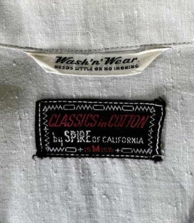 画像2: 60'S SPIRE OF CALIFORNIA ネップ入りコットン 半袖 オープンカラーシャツ ライトグレー (VINTAGE)