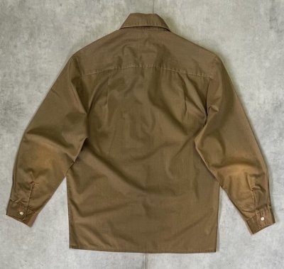 画像3: 60'S CRANBROOK コットン/ポリ 長袖 オープンカラーシャツ カーキ 日本製 (VINTAGE)
