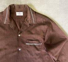 他の写真2: 60'S VAN HEUSEN コットン/レーヨン 長袖 オープンカラーシャツ ブラウン (VINTAGE)