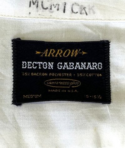 画像2: 60'S ARROW "DECTON GABANARO" 長袖 オープンカラーシャツ ホワイト USA製 (VINTAGE)