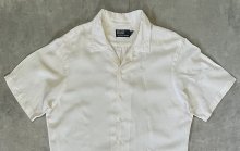 他の写真1: 90'S RALPH LAUREN シルク/リネン 裾ロゴ 半袖 オープンカラーシャツ オフホワイト (VINTAGE)