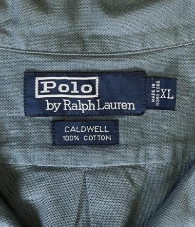 画像2: 90'S RALPH LAUREN "CALDWELL" コットン 裾ロゴ 半袖 オープンカラーシャツ カーキ (VINTAGE)