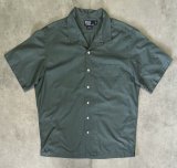 90'S RALPH LAUREN "CALDWELL" コットン 裾ロゴ 半袖 オープンカラーシャツ カーキ (VINTAGE)