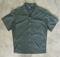 90'S RALPH LAUREN "CALDWELL" コットン 裾ロゴ 半袖 オープンカラーシャツ カーキ (VINTAGE)