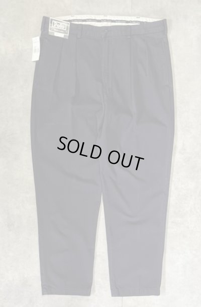 画像1: 90'S RALPH LAUREN "ANDREW PANT" ツープリーツ チノパンツ ネイビー (DEADSTOCK)