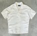 画像1: 90'S RALPH LAUREN シルク/リネン 裾ロゴ 半袖 オープンカラーシャツ オフホワイト (VINTAGE) (1)